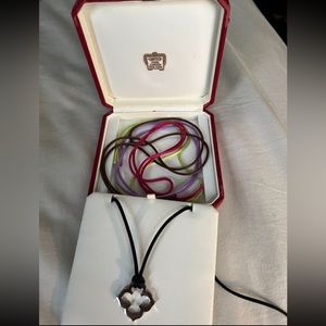 Cartier White Gold and Silk Cord Quatrefoil Necklace